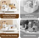 Oslen 360° Rotating Makeup Brush Holder Organizer with Drawers | Premium Large Makeup Organizer for Vanity, Bathroom & Desktop | Skincare, Cosmetics & Accessories Storage Box (White) - Image 3