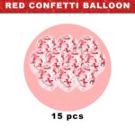 Party Propz Red Confetti Balloons For Birthday - Set of 15 Pcs (12 inch) Christmas Decoration | Giant Confetti Balloons For Decoration | Red Balloon For Decoration Birthday (Latex) - Image 2
