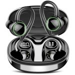 Wireless Earbuds, Bluetooth 5.4 Headphones Sport, Over Ear Buds With ENC Noise Cancelling Mic, 48H, Wireless Earphone With Earhooks, Stereo Deep Bass, IP7 Waterproof Headset for Workout, Black (Black)