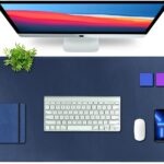 V-CUBE DESIGNS Premium Vegan Leather Desk Mat 90X45cm 2.4mm Thick&Padded|Laptop Mat/Extended Mouse Pad/Stitched, Reversible, Sturdy Deskspread with High Tear/Peel Strength|Anti-Slip,Splash-Proof|Blue
