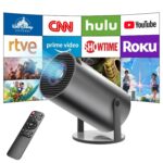 BIGASUO Mini Projector 4K 1080P Supported, 15000 Lumen Portable WiFi 6 Projector,270° Rotatable Projector with 50% Zoom Home/Outdoor Movie Projector for TV Stick/PS5/Phone/HDMI (BGP43)