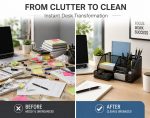 Metal Mesh Desk Organizer with Drawer | 6 Compartments Pen Stand for Office Table Stylish | Stationary Organizer & Pen Holder for Desk | Study Table Organiser for Office & Home Use - Image 6