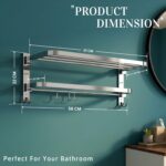 Gloxy Premium Towel Rack in Bathroom - Chrome Finish 24 Inch Stainless Steel Bathroom Hangers for Clothes Towel Holder in Bathroom - Bathroom Fittings Accessories Set with Multipurpose Hooks - Image 2