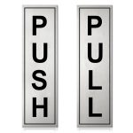 Silver Metal Push Pull Stickers for Glass and Wood | Self Adhesive Stainless Steel Metal Sticker for Door | Push and Pull Stickers for Hospital Malls Office 1 Set (2pcs)