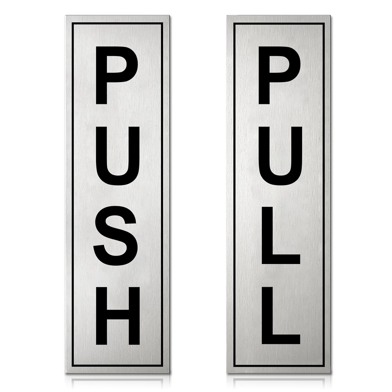 71rux5nhUhL._SL1500_.jpg Silver Metal Push Pull Stickers for Glass and Wood | Self Adhesive Stainless Steel Metal Sticker for Door | Push and Pull Stickers for Hospital Malls Office 1 Set (2pcs) - Image 1