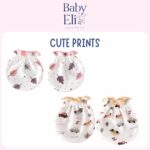 Baby Eli Cotton Newborn Mittens (Picot Wrist) Set of 6 for Baby Boys & Girls 0–6 Months | Soft and Cozy Unisex Infant Gloves | Assorted Baby Hand Gloves | Adjustable Scratch Protection - Image 5