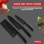 PANCA Knife Set of 3 with Cover, Stainless Steel Knives for Kitchen| Sharp Edge Cutting Chef Knifes for Chopping Vegetables, Fruits, Multipurpose Knife, Kitchen Tools(Set of 3, Black) - Image 2