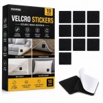 10-Pack Velcro Stickers for Sofa Cover, Carpet Sticker for Floor, Mats Rugs Bed Sheets Pillows Sofa Mattress Couch Blankets, 2-Inch Round Double-Sided Adhesive Secure Fixing Anti-Slip Black