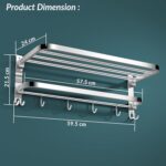 Plantex 304 Grade Stainless Steel Towel Hanger for Bathroom/Dual Folding Towel Rack/Towel Holder/Bathroom Accessories (24-Inch) Chrome - Image 4