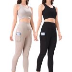 Women's 2-Piece Workout Set, High-Waist Leggings with Phone Side Pocket, Gym wear Track Suit, Sports Bra, Co-ord, Sports Running Suits, Yoga Wear Set, Pack of 2
