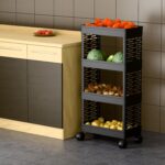 Black 4-Tier Rolling Storage Cart with Wheels, Portable Utility Organizer Trolley for Kitchen, Bathroom, Office, Salon (Black Kitchen Rack 4 TIRE) - Image 5