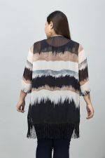 PURYS Women Kimono Shrug | Colorblocked Beach Cover Up with Fringes | Lightweight Summer Layering Plus Size Shrug for Dresses & Tops - Image 4