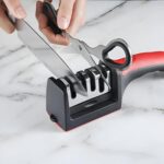 Professional Kitchen Knife Sharpener with 3-Stage Sharpening System, Ergonomic Red Handle, Black (1, 4-Stage) - Image 2