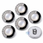 Pack of 6 Acrylic Shiny Finish Silver with Black Enamel and Zircon Buttons Diameter 18 mm,(28L) Sewing and Art and Craft Round Buttons Korean Style Boutique Design - Image 8