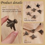 Tia® | Small Stylish Miniature Metal Hardware for Wooden Jewellery Box, Gift & Cash Boxes & Small DIY Works- (4, Broonze Antique Corner Leg-60x40mm) - Image 6