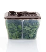 MAGIC SPOON Multipurpose 2 Section Storage Container with Measuring Spoons | Spice Box, Pickle Jar, Fridge Organizer, Dry Fruit, Vegetable & Kitchen Storage Container- 2000ml X Pack 2 (BROWN) - Image 7