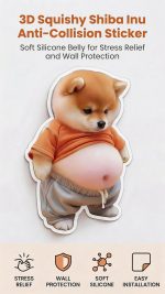 3D Shiba Inu Dog Belly Stickers Door Stop Wall Protector Silent Shockproof Soft Rubber Wall Door Knobs Refrigerator Door Closets from Damage 2 Pack (A (2 Pack) - Image 2