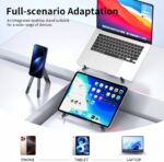 Aluminium Alloy Folding and Height Adjustable Stand Compatible with Laptop, Mobile and iPad, with Magnetic Feature for iPhone, Grey, 2026 Model - Image 4