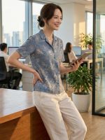 Premium Floral Prints Shirt for Women with Short Sleeves, Ultra-Soft Cotton Blend, Regular Fit Womens Stylish Shirt Casual, Formal, Party, Beach, Summer Wear - Image 8
