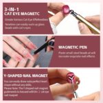 Bluedeal 4-Piece Cat Eye Magnet Set for Nail Art, Gold Nail Magnet, Heart-Shaped Magnet, Black Bead Cat Eye Effect Tool, Magnetic Pen for Gel Polish (Gold) - Image 4