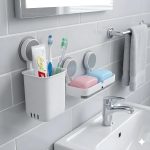 Wall Mounted Self Adhesive Toothbrush Holder with Plastic Soap Holder- Brush Holder- Soap Dish for Bathroom- Soap Stand (Toothbrush Holder+Twin Soap Dish) - Image 2