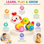 PLUSPOINT Press & Go Musical Caterpillar Toy for Kids | Friction Powered Crawling Toy with Music, Rattle Bead Wheel & Flexible Body | Push and Go Educational Toy for Babies & Toddlers 12+ Months - Image 2