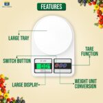 Btag SF-400 Digital Kitchen Weighing Scale | 10Kg x 1g Precision | 1 year (6+6 months) warranty | Food Scale with LCD Display for Cooking, Baking, Meal Prep & Healthy Diet | (White) - Image 2