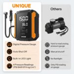 UN1QUE PT400 Tyre Inflator for Car, 150PSI 12V DC Car Air Pump with Preset & Auto Off, 120 Watt Portable Air Compressor with Digital Tyre Pressure Gauge & LED Light - Image 7