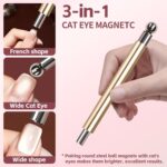 Bluedeal 4-Piece Cat Eye Magnet Set for Nail Art, Gold Nail Magnet, Heart-Shaped Magnet, Black Bead Cat Eye Effect Tool, Magnetic Pen for Gel Polish (Gold) - Image 2