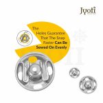 Jyoti Snap Fastener (10 Sets of Size 3 / 12mm of Brass Material in Nickel Finish) Metal Thickened, Rust Proof Sewing Buttons, Used for Leather Craft/Canvas/Jeans/Jackets/DIY Items - Pack of 5 Cards - Image 3