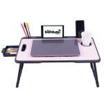 Real Bamboo Wood Smart Multipurpose Foldable Laptop Table with Cup Holder, Study Table, Bed Table, Breakfast Table, Portable,Ergonomic & Rounded Edges/Non-Slip Legs~~ (US Biding Unicorn) - Image 3