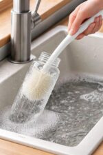 Silicone Bottle Cleaning Brush Set (2 Pcs – White & Grey) | Long Handle Soft & Bendable Silicone Cup & Bottle Brush | Multipurpose Cleaner for Bottles, Glasses, Baby Bottles & Kitchenware - Image 3