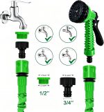 25FT Expandable Garden Hose, Flexible Water Hose with 8-Pattern Spray Nozzle, Expands 3X Length, Leakproof Garden Hose Pipe with 1/2" & 3/4" Connectors for Lawn, Garden, Yard & Car Wash (Green) - Image 5
