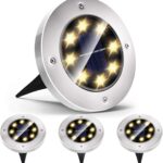 Solar LED Ground Lights for Outdoor Garden & Pathway | Stainless Steel Waterproof Solar Floor Lights with Automatic On/Off Sensor | Energy Efficient Lawn, Driveway & Landscape Lighting | pack-4