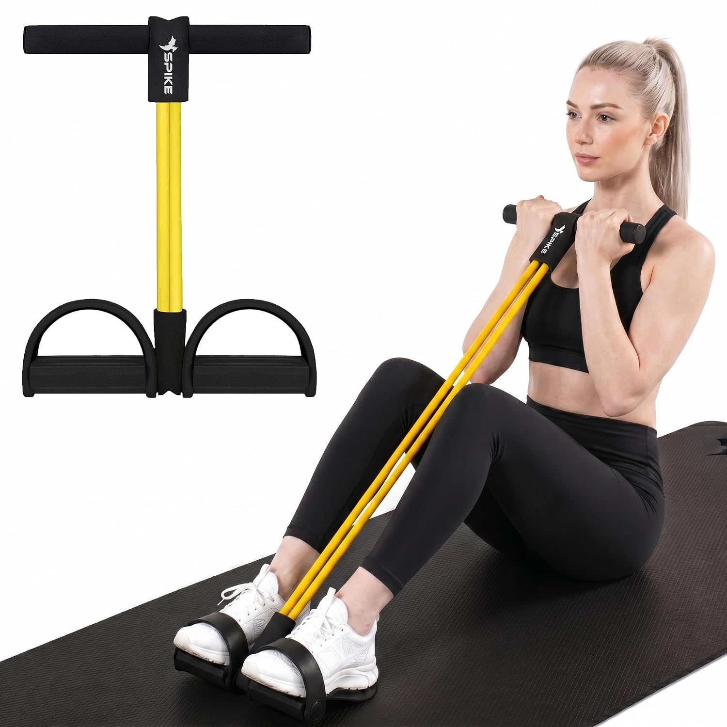 71vx4b7h7yL._SL1500_.jpg Spike Tummy Trimmer Yoga Pedal Puller for Home Gym Exercise - Resistance Band for Abs, Legs, Arms, Full Body Workout (Men & Women) - Image 1