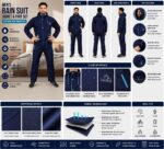 Trustous Men's Waterproof Raincoat Suit with Hood | Jacket & Pant Rainwear Set | Full Body Waterproof Raincoat for Men | Outdoor Monsoon Wear | Lightweight Premium Rain Suit. - Image 2