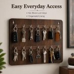 Wooden Key Holder Wall Mounted Hook Hanger | Brown | Premium Wall Hanging Key Organizer | Key Chain Holder for Home, Office, Kitchen, Hostel, Hotel (14 Hook Key Hanger) - Image 4