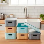 Xmart India Plastic Storage Baskets wardrobe organizer Multipurpose storage and organisers for Kitchen, Clothes,Toys, Office – Durable & Stackable storage box and organiser for Home & Kitchen(3 Pcs) - Image 7