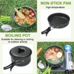 11-Piece Camping Cookware Mess Kit with Gas Stove, Lightweight Nonstick Pot & Pan Set with Spork, Bowls, Sponge & Travel Bag – Compact Outdoor Cooking Gear for Backpacking, Hiking, Scouts - Image 4