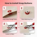 THE SIMPLE GHAR Snap Buttons Kit, 100 Sets, 9.5mm Metal Snap Fasteners with Pliers Tool, Five-Claw Copper Press Studs, Silver, for Baby Clothes, DIY Crafts - Image 3