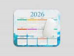 RISH - 2026 Calender Mouse Pad for Computer Accessories - Non-Slip-Resistant Rubber Base Printed Mousepad for Office and Workplace Gifting