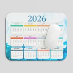 RISH - 2026 Calender Mouse Pad for Computer Accessories - Non-Slip-Resistant Rubber Base Printed Mousepad for Office and Workplace Gifting