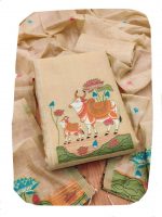 Muga Cotton Jamdani Pichwai Weaving Salwar Suit Dress Material with Dupatta for Women | 3 Piece Unstitched Suit Set | Woven Ethnic Dress Material for Festive, Casual & Office Wear