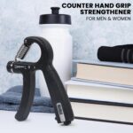 Fitness Mantra® Counter, 10 KG to 60 KG Weight Adjustable Professional Counter Hand Gripper for Men & Women, Polypropylene Finger Exerciser, Power Gripper, Black - Image 2