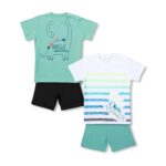YUV Infant Baby Boys and Girls 100% Cotton Clothing Set - Pack of 2 Tshirts & Shorts
