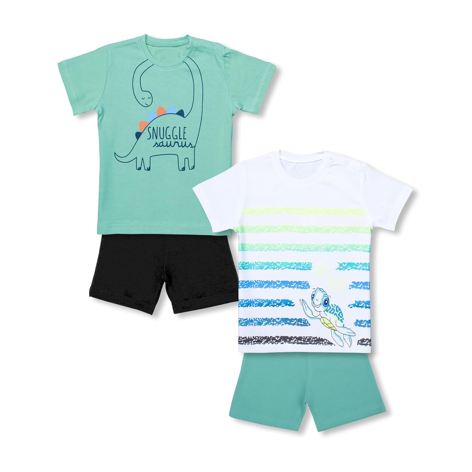 71xJCf3m9L._SL1500_.jpg YUV Infant Baby Boys and Girls 100% Cotton Clothing Set - Pack of 2 Tshirts & Shorts - Image 1