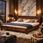 Sheesham Wood King Size Bed for Bedroom Living Room| Solid Wood Platform Bed Without Storage for Hotel | Rosewood Palang Cot | Double Bed |