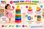 Colorful Pyramid Stacker with Duck Topper | Educational Learning Toy for Babies & Kids 1–3 Years | Includes 1 Base (Multicoloured, 10 Ring + Base Ring) - Image 4