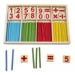 MIMICO Wooden Counting Sticks Maths Learning Kit, Multicolour, Natural Pine Wood, Montessori Educational Toy for Ages 3+