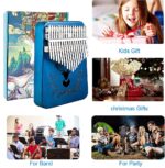 ELEPHANTBOAT® Blue Deer Kalimba, Mbira Thumb Piano Kalimba Musical Instrument with Learning Book, Tune Hammer,Cloth Bag, Sticker, Bilingual Instruction,Finger Covers,Christmas Gifts for Woman and Kids - Image 6
